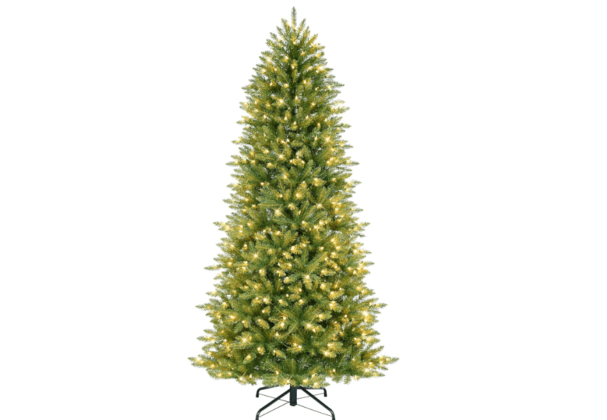 Puleo International 6.5 Foot Pre-Lit Slim Fraser Fir Artificial Christmas Tree with 350 UL Listed Clear
