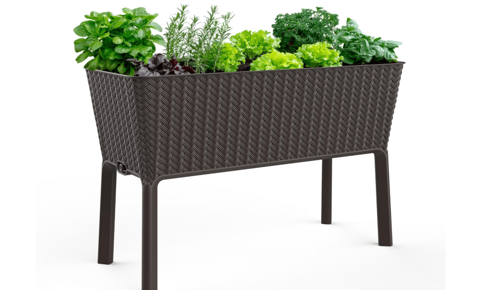 
Keter Splendor 31.7 Gallon Raised Garden Bed with Self Watering Planter Box and Drainage Plug-Perfect for Growing Fresh Vegetables, Flowers