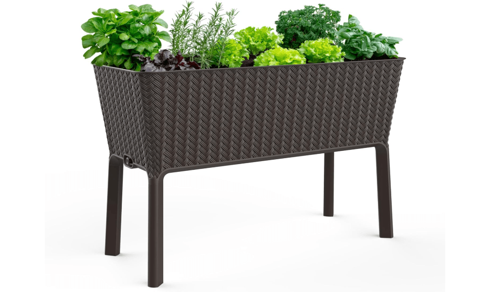 
Keter Splendor 31.7 Gallon Raised Garden Bed with Self Watering Planter Box and Drainage Plug-Perfect for Growing Fresh Vegetables, Flowers