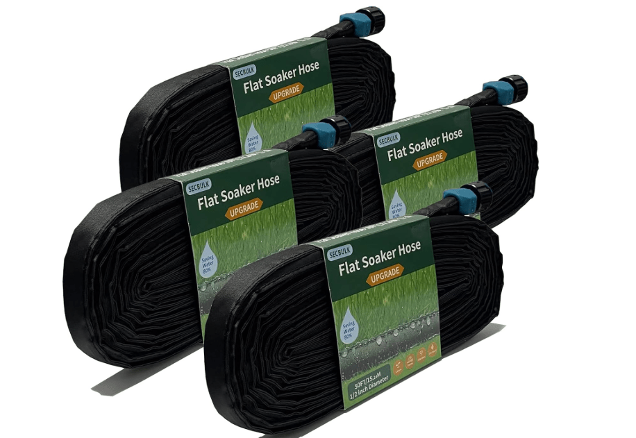 
Secbulk 2026 Flat Soaker Hose 200 ft for Garden, 200' (50ft x 4) Linkable Drip Hose Diy Garden Irrigation System Saving 80% Water, Dual-layer Leak-free