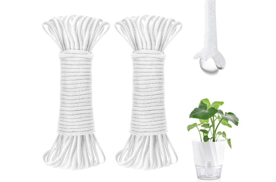 130 Feet Self Watering Wick Cord for Plants, 4mm Self Watering Planter Insert, Self Watering Cotton Rope Plant Water for Vocation, Automatic Plant Water