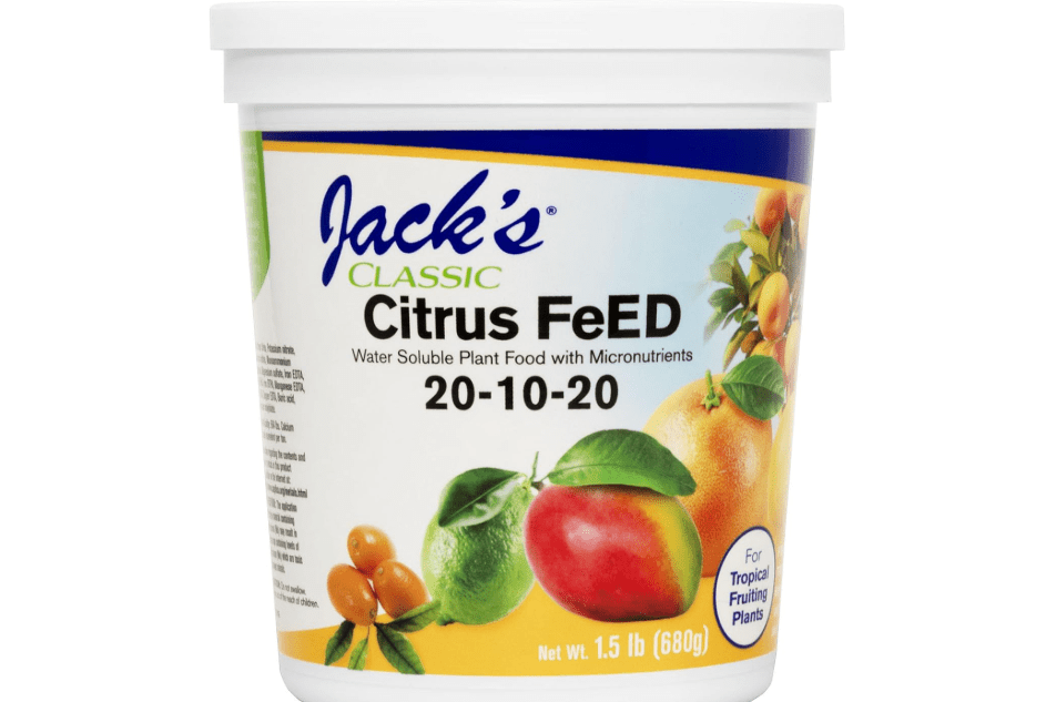 Jack's Classic 20-10-20 Citrus Feed Water-Soluble Fertilizer, 1.5lb | Powdered, Targeted Micronutrient Package, Enhanced Growth and Fruiting in Citrus