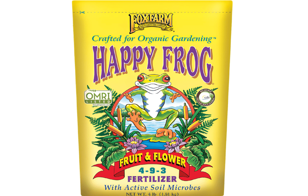 FoxFarm Happy Frog Fruit & Flower Fertilizer - Supports Abundant Fruit & Flowering - Nitrogen for Sustained Growth - Mycorrhizal Fungi - OMRI Listed