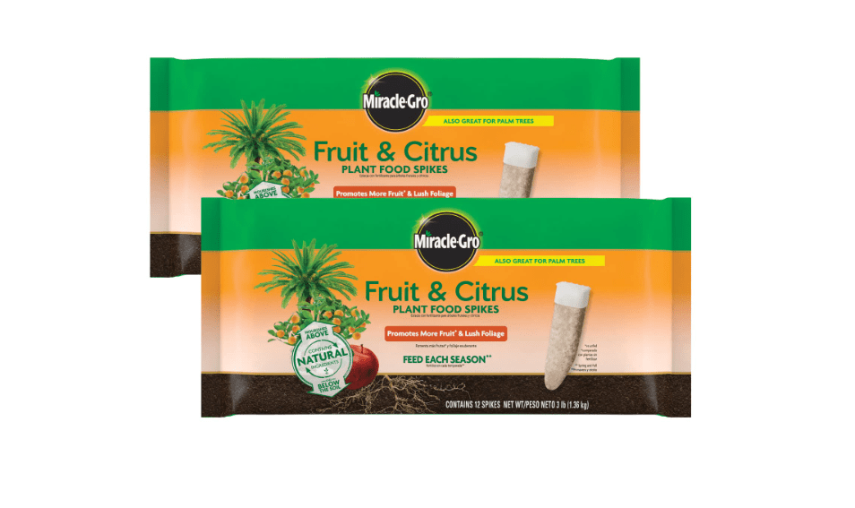 Miracle-Gro Fruit & Citrus Plant Food Spikes, 12 Spikes, 3 lb. (2-Pack) | 10-15-15 NPK Easy-To-Use Nutrition for Fruit and Citrus Trees, Plant Fertilizer