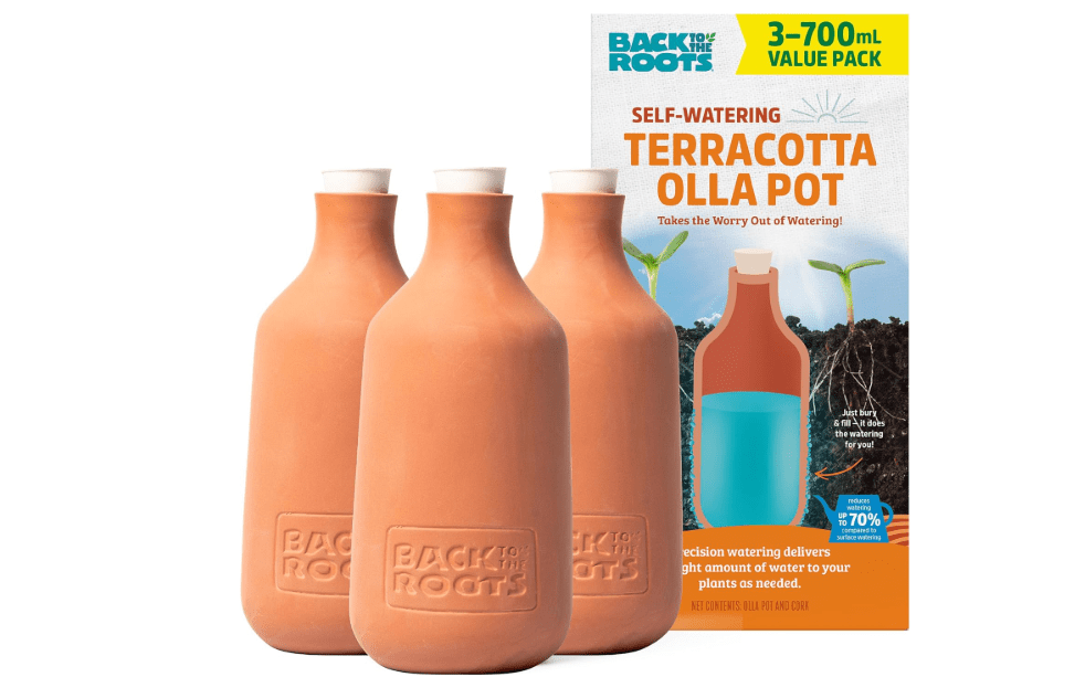 Back to the Roots Self-Watering Terracotta Olla Pot (Pack of 3), 700mL Provides 1 Week of Precision Watering