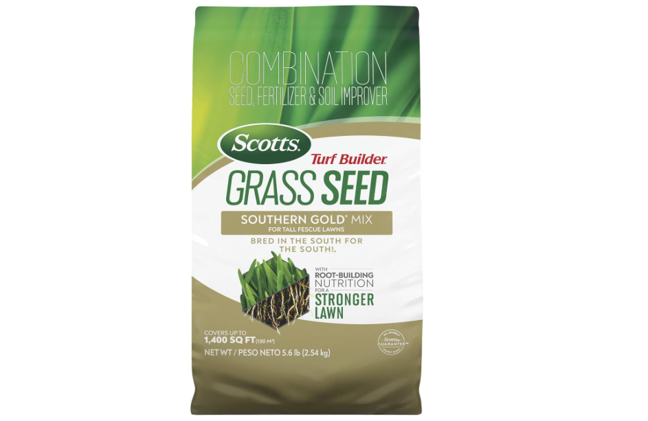 Scotts Turf Builder Grass Seed Southern Gold Mix, 5.6 lbs. | For Tall Fescue Lawns, Grass Seed Plus Lawn Fertilizer and Soil Improver