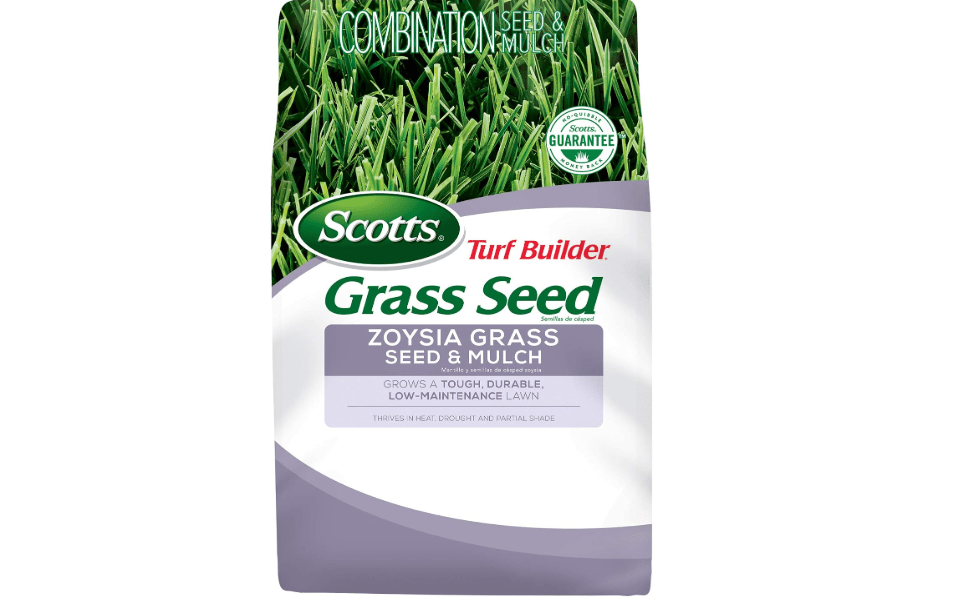 Scotts Turf Builder Grass Seed Zoysia Grass Seed and Mulch, 5 lb. - Full Sun and Light Shade - Thrives in Heat & Drought - Grows a Tough, Durable