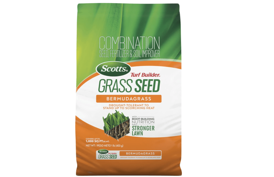 Scotts Turf Builder Grass Seed Bermudagrass, 1 lb. | Grass Seed with Lawn Fertilizer and Soil Improver, Drought-Tolerant