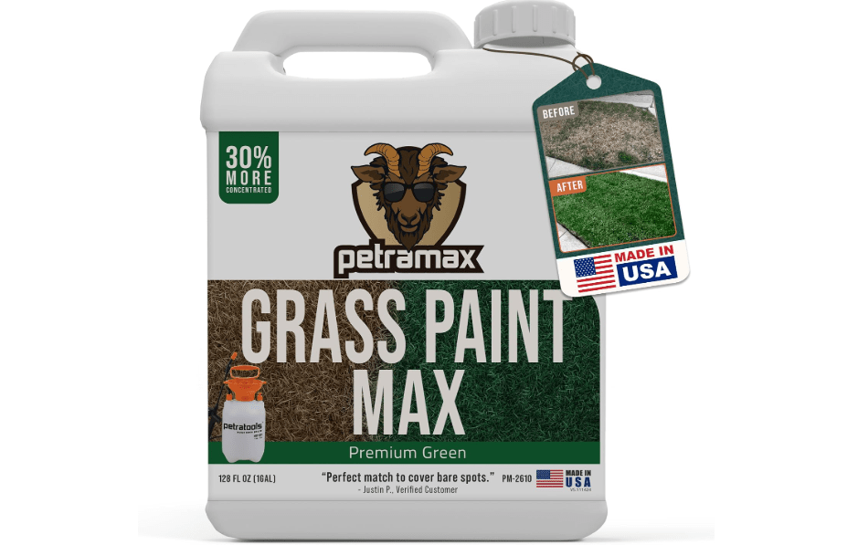 
PetraMax Max Grass Paint for Lawn - Maintain Perfect Green Grass, Spray for Lawn & Shrubs Green Spray, Paint Pair with Petra Sprayers - Touch up Dog