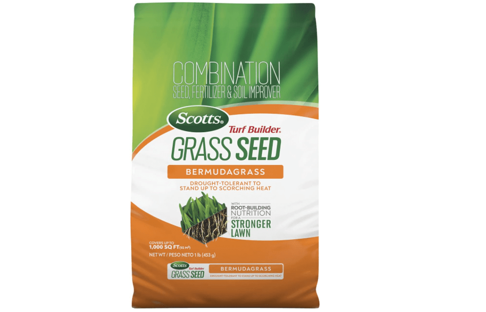 Scotts Turf Builder Grass Seed Bermudagrass, 1 lb. | Grass Seed with Lawn Fertilizer and Soil Improver, Drought-Tolerant