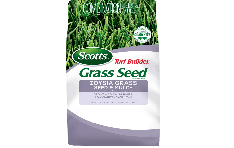 Scotts Turf Builder Grass Seed Zoysia Grass Seed and Mulch, 5 lb. - Full Sun and Light Shade - Thrives in Heat & Drought - Grows a Tough, Durable