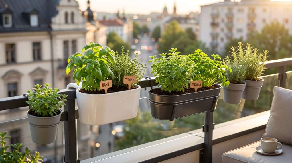 balcony rail planters for herbs
