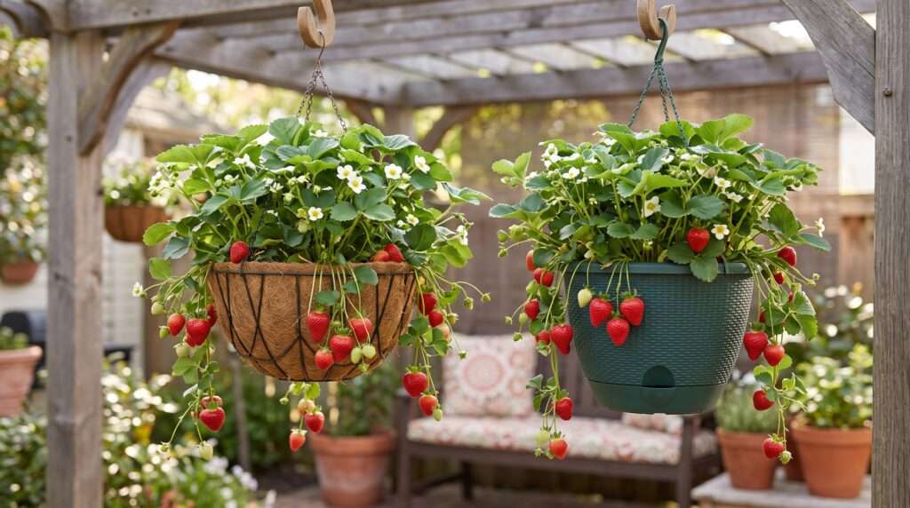 hanging baskets for strawberries