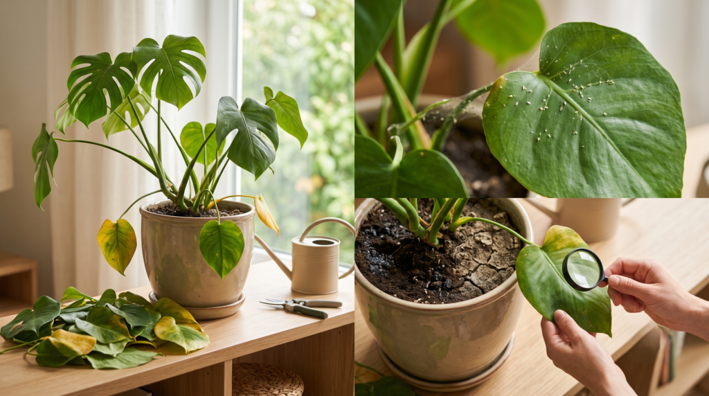 leaf drop caused by pests or watering issues