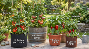 pot size guidelines for tomatoes and peppers