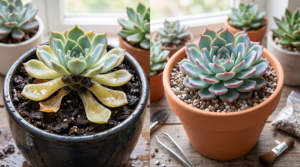 rotting stems in echeveria rosettes