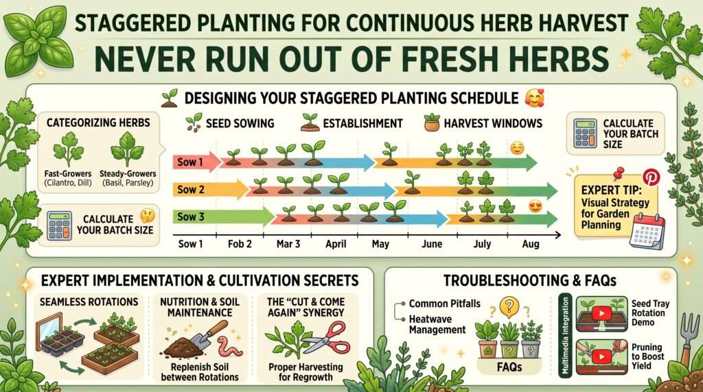 staggered planting for continuous herb harvest