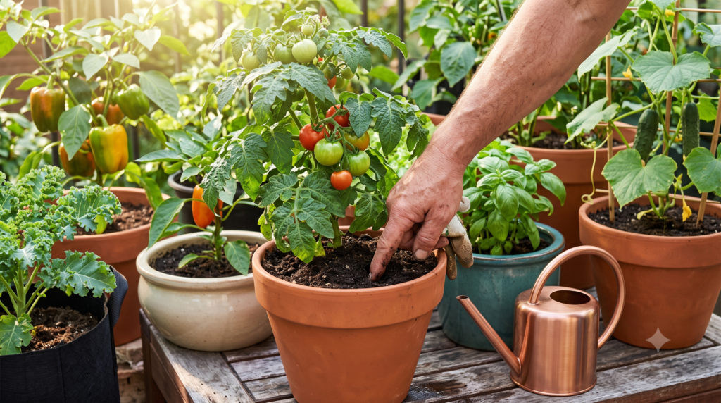 watering frequency for potted veggies