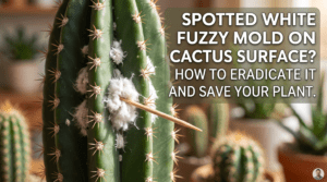 white fuzzy mold on cactus surface