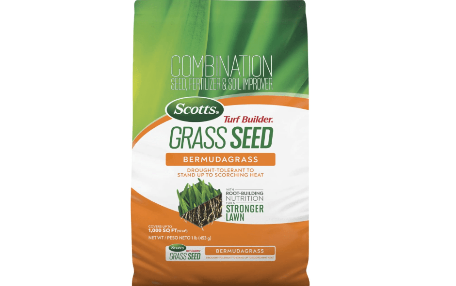 Scotts Turf Builder Grass Seed Bermudagrass, 1 lb. | Grass Seed with Lawn Fertilizer and Soil Improver, Drought-Tolerant