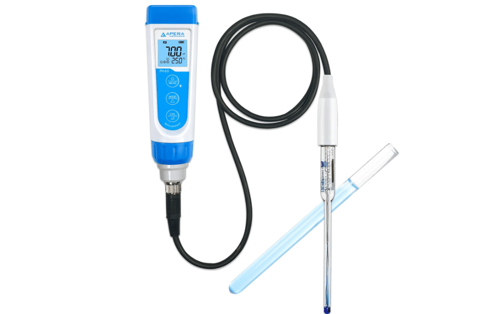Apera Instruments PH60-MS Handheld pH Meter Tester Kit with LabSen 246-5 ATC Semi-Micro pH Electrode for Lab-Grade pH Measurement in Small Volume