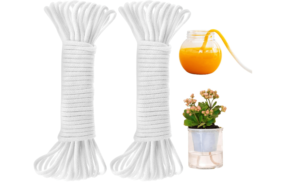 ORIMERC 60 feet 1/6 inch Wicking Rope for Plants, Self Watering Wick Cord for Vacation, Plant Water Wicks for Self-Watering Planter Pot DIY Automatic.