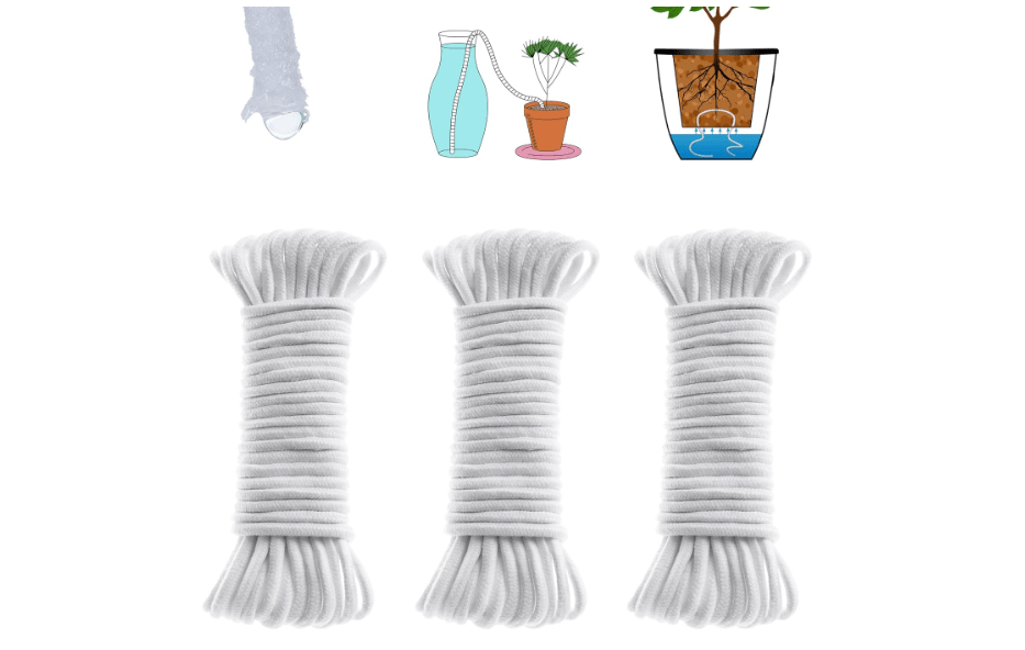 ORIMERC 150 feet 1/4 inch Self Watering Capillary Wick Cord Vacation Plant Sitter Hydroponic Wicking Self-Watering Planter Pot Automatic Water System Device