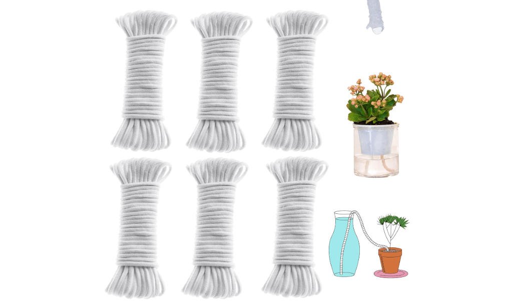 ORIMERC 300 feet 1/4 inch Self Watering Capillary Wick Cord Vacation Plant Sitter DIY Hydroponic Wicking Rope Seeds Start Planter Pot Automatic