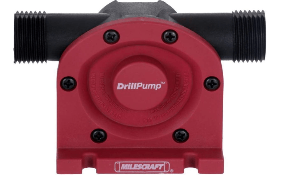 Milescraft 1314 Drill Pump 750 - Self Priming Water Pump Attachment for Drills - Water Transfer Pump - Uses Common Garden Hose - 750 Gallons per Hour