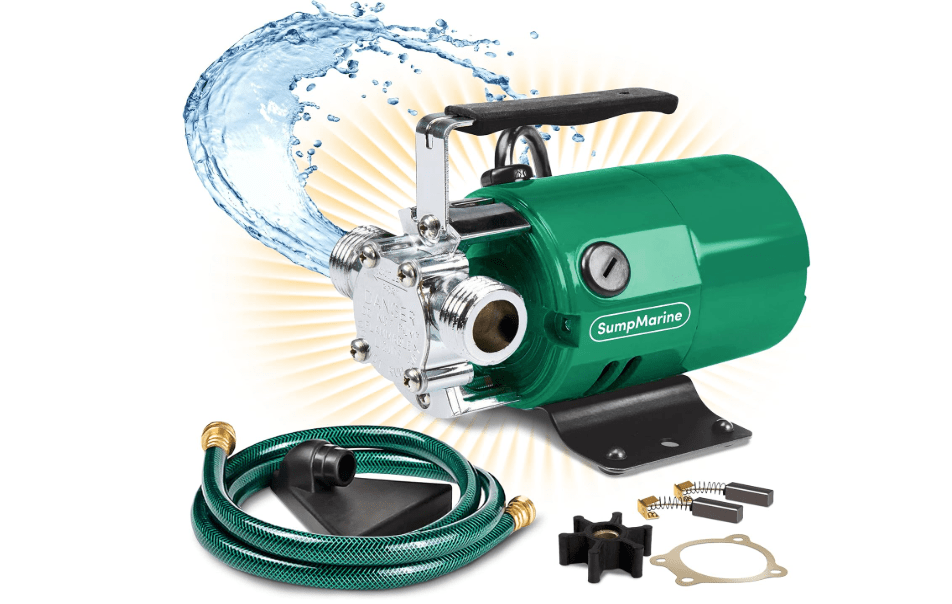 SumpMarine Water Transfer Pump, 115V 330 Gallon Per Hour - Portable Electric Pump with 6' Hose Kit, Remove Water From Pools, Rain Barrel, Aquariums