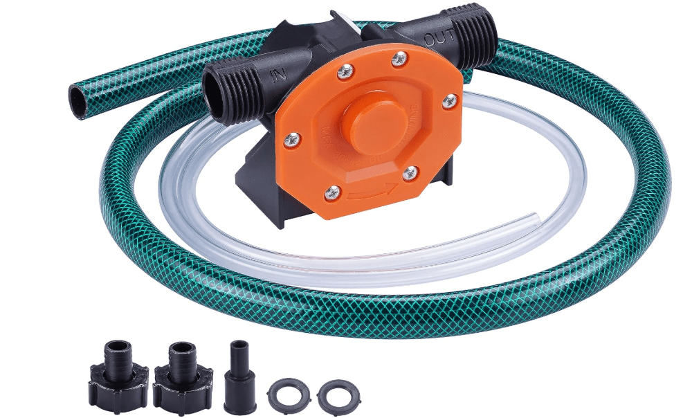 TOPWAY Self Priming Water Drill Pump Attachment with Suction and Discharge Hose, Mini Hand Power Drill Pump for Water, Oil Transfe
