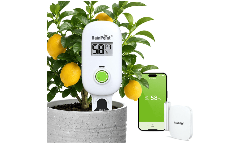 RAINPOINT Smart Digital Wireless Plant Moisture Meter Houseplants Indoor WiFi Hub Kit with Low/High Moisture Alert,Real-time Monitor Hygrometer Sensor