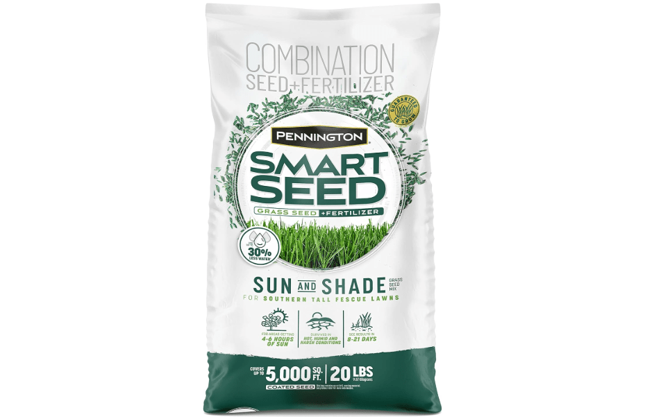 
Pennington Smart Seed Sun & Shade Mix, South Tall Fescue Grass Seed, 20 lb | Southern grass seed plus fertilizer, 4 to 6 hours of sun