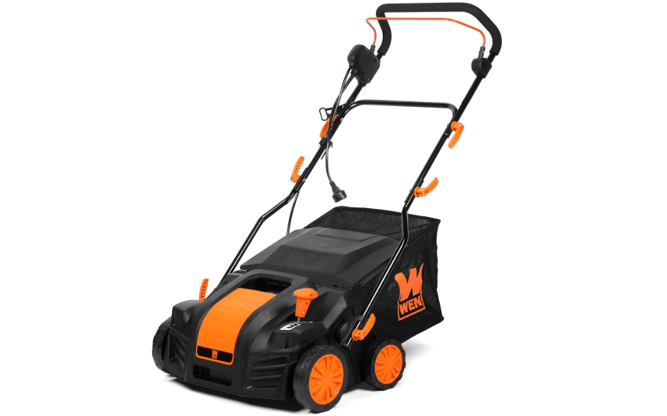 WEN DT1516 16-Inch 15-Amp 2-in-1 Electric Dethatcher and Scarifier with Collection Bag, Black
