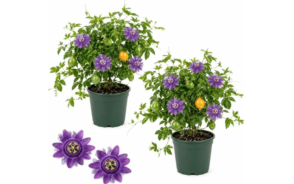 2 Counts Purple Passion Flower Vine Live Plant, 4 to 8 Inch Tall Maypop Plant, Passiflora Incarnata Live Plant, Well-Rooted for Home & Garden