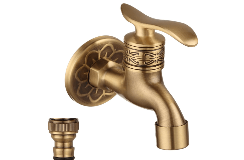 
TOLIWEL Antique Brass Garden Outdoor Faucet Wall Mount Water Decorative Hose Single Cold Tap G 1/2 inch Connection Spigot