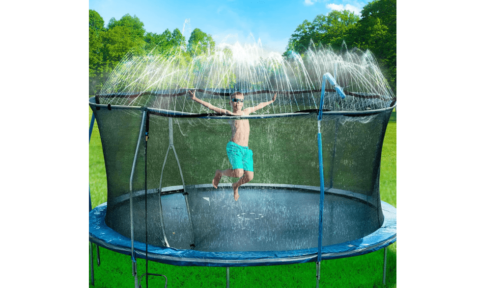 Bobor Trampoline Sprinkler for Kids, Outdoor Trampoline Water Sprinklers, Backyard Summer Water Toys, Outside Trampoline Accessories for Yard Backyard Water