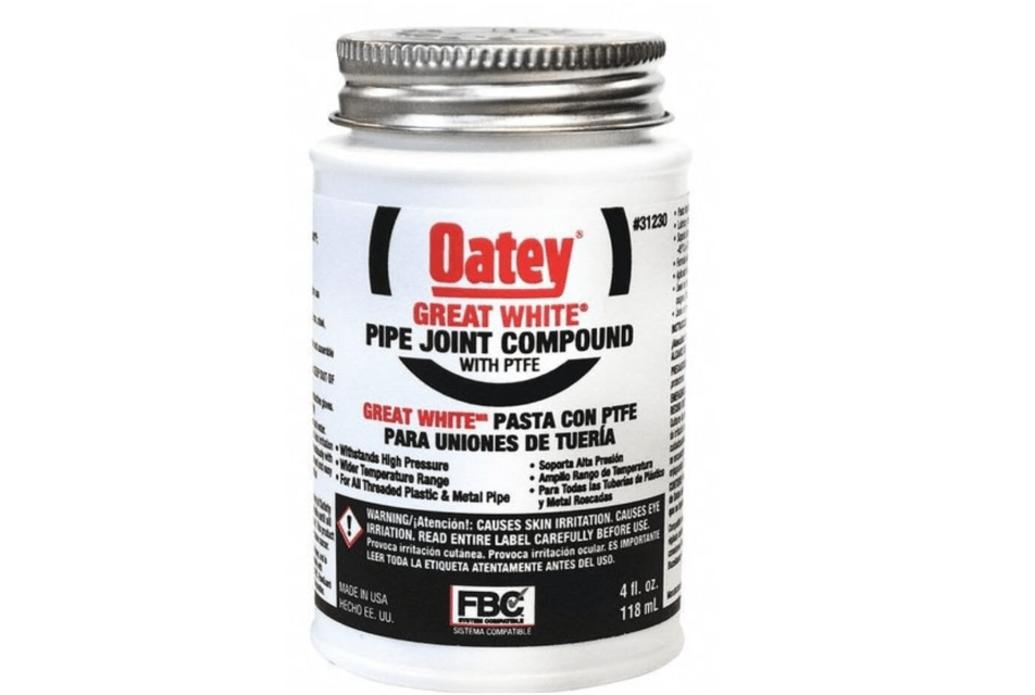 Pipe Thread Sealant 4 fl oz, Brush-Top Can, Great White Pipe Joint Compound, White, Liquid