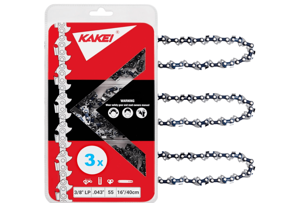 
KAKEI Chainsaw Chain 16 Inch 3/8" LP Pitch .043" Gauge 55 Drive Links- 61PMM3 55 Fits Stihl MS170, MS171, MS180c