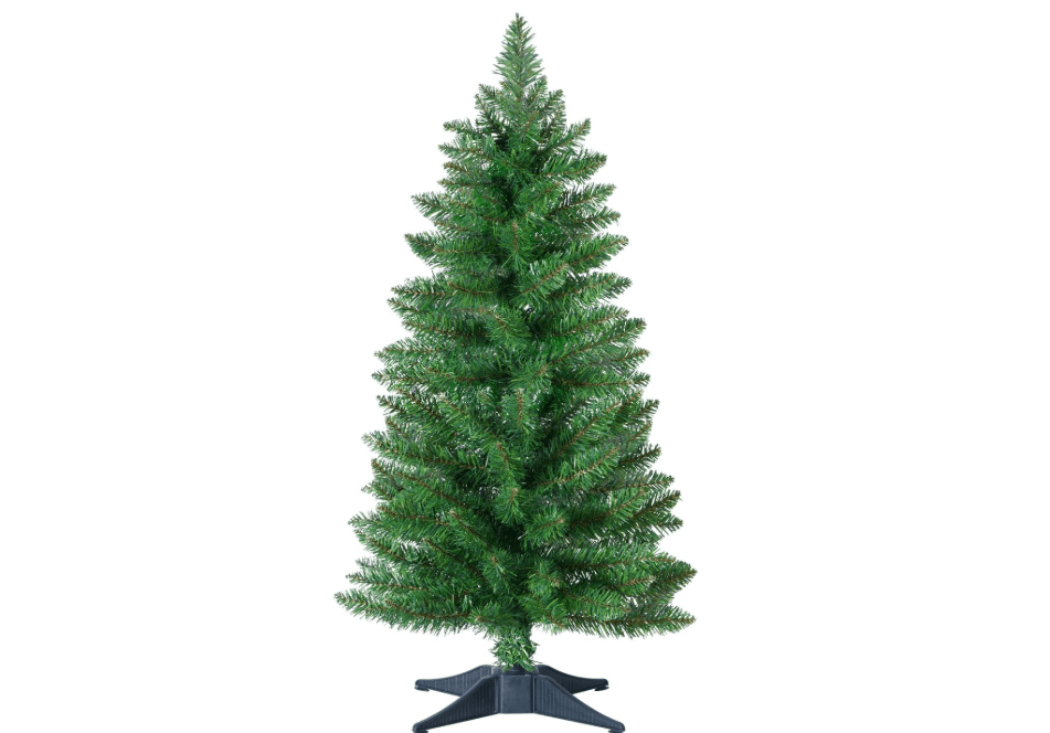3ft Artificial Christmas Tree, Mini Xmas Pine Tree with 4-Leg Stable Plastic Base, Small Tabletop Christmas Tree for Home Office Holiday Party Indoor Decoration