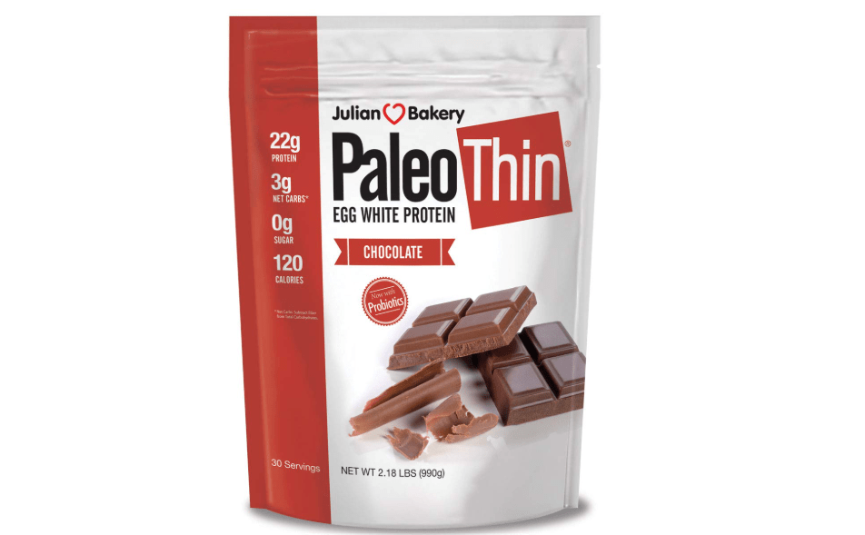 
Julian Bakery Paleo Thin Protein Powder | Chocolate | Egg White | Soy Free | 22g Egg White Protein | 3 Net Carbs | 2.18 LBS | 30 Servings