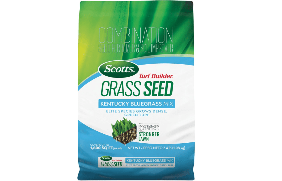 
Scotts Turf Builder Grass Seed Kentucky Bluegrass Mix, 2.4 lbs. | Grass Seed Plus Lawn Fertilizer and Soil Improver, Grows Dense, Green Turf, Cover