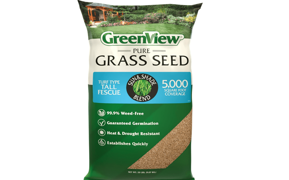 GreenView Turf Type Tall Fescue Grass Seed, Sun & Shade Blend, 20 lb. Bag | Fast lawn fill, fast growing grass seed,