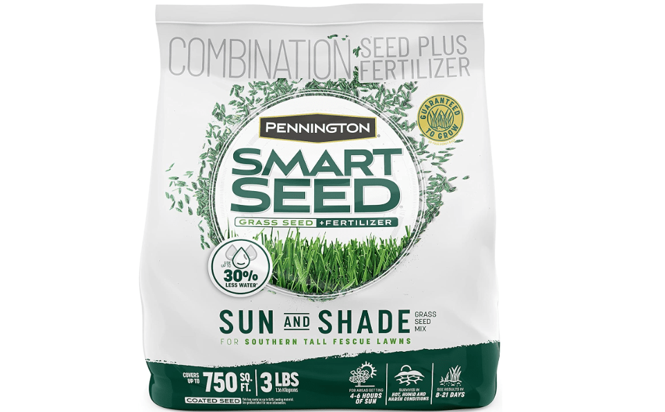 Pennington Smart Seed Sun & Shade Mix, South Tall Fescue Grass Seed, 3 lb | Southern Grass Seed Plus Fertilizer, 4 to 6 Hours of Sun