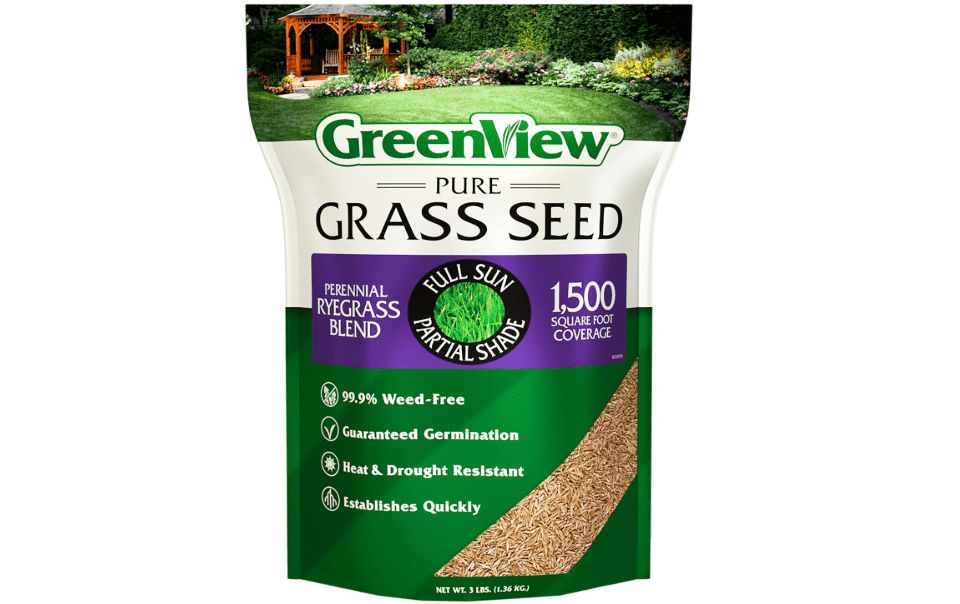 
GreenView Pure Grass Seed Perennial Ryegrass Blend, 3 lb. Bag | Quick lawn fill, Perennial Ryegrass seed blend, germinates in 7-12 days