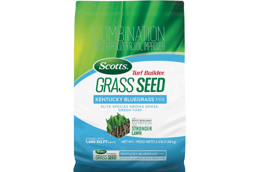 
Scotts Turf Builder Grass Seed Kentucky Bluegrass Mix, 2.4 lbs. | Grass Seed Plus Lawn Fertilizer and Soil Improver, Grows Dense, Green Turf, Covers