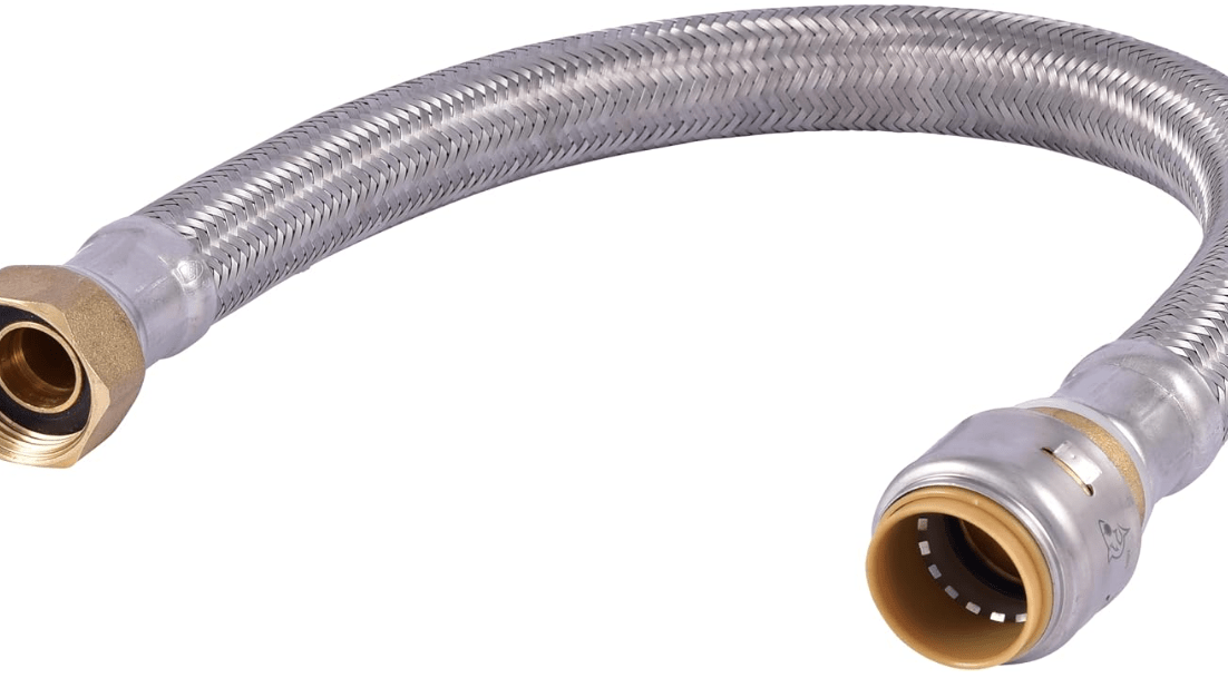 SharkBite Max 3/4 Inch x 3/4 Inch FIP x 18 Inch Stainless Steel Braided Flexible Water Heater Connector, Push to Connect Brass Plumbing Fitting