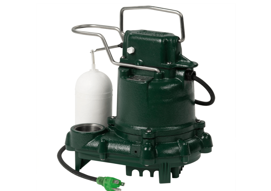 Zoeller M53 Mighty-mate Submersible Sump Pump, 1/3 Hp | LED Power Plug & 9’ Cord - Vortex Impeller - Stainless Steel Hardware - Float Operated
