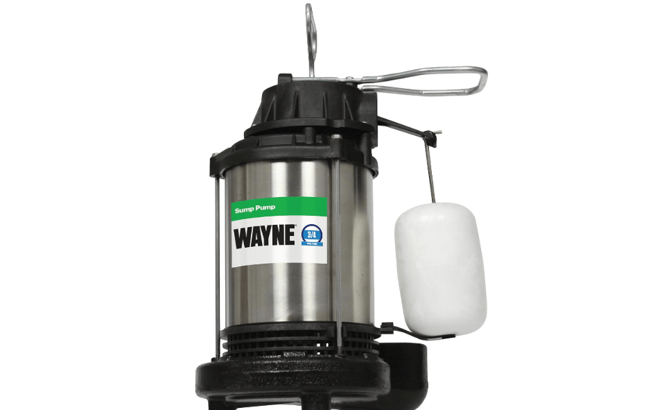 WAYNE CDU980E 3/4 HP Submersible Sump Pump – Cast Iron & Stainless Steel, Vertical Float Switch, 5,490 GPH