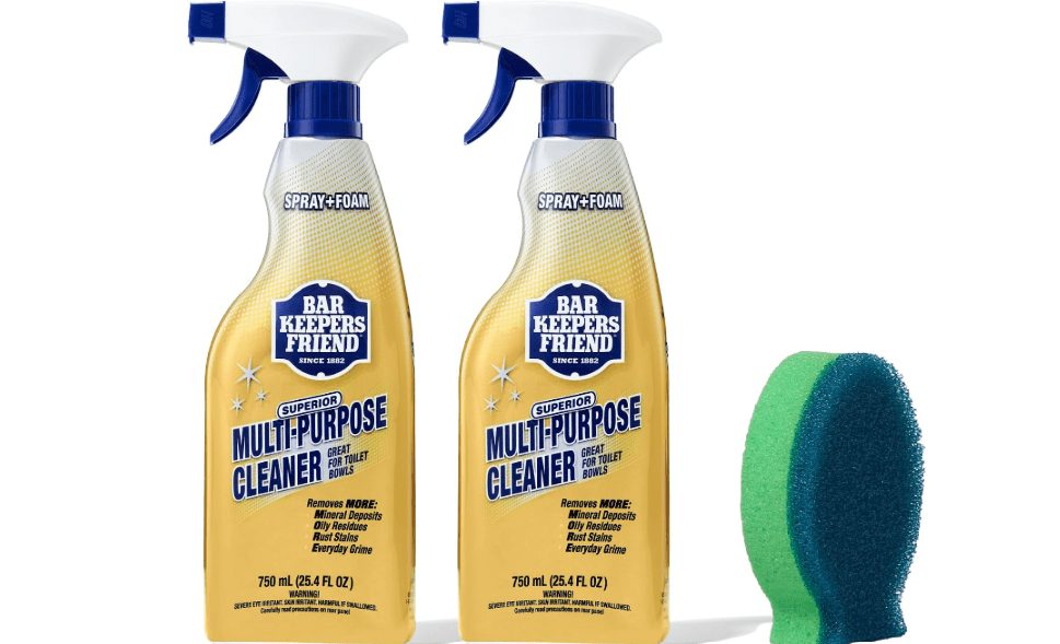 Bar Keepers Friend MORE Spray + Foam Multipurpose Cleaner, 25.4 oz x 2, Surface Cleaner Removes Rust Stains, Mineral Deposits, Soap Scum, Grime & Tarnish